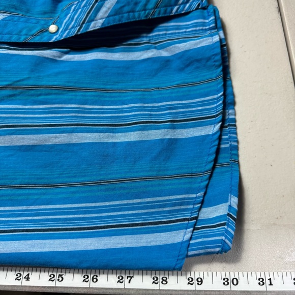 Wrangler Men's Blue Striped Western Pearl Snap Shirt Long Sleeve 2XL - Picture 4 of 5